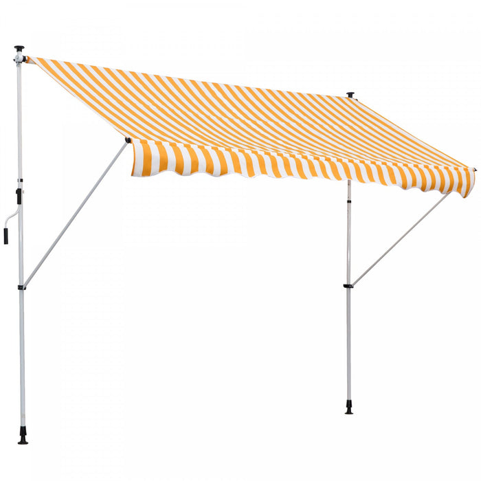 Outsunny 10x5ft Manual Retractable Awning, Patio Sun Shade Canopy Shelter With 5.6-9.2ft Support Pol