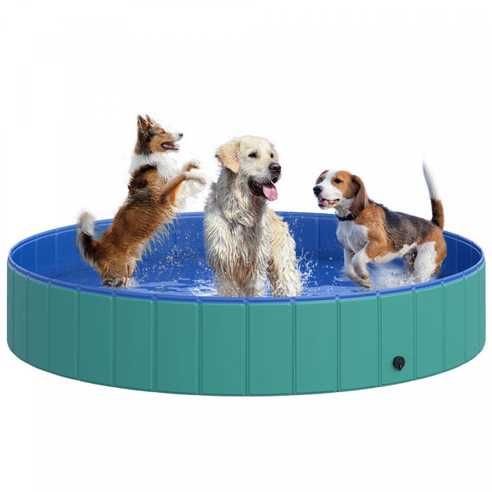 Pawhut Φ63\" Folding Dog Pool For Large Dogs, Portable Pet Kiddie Swimming Pool, Outdoor/indoor Puppy