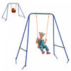 Outsunny 2 In 1 Toddler Swing Set, Metal Swing Set With Safety Harness For Baby, Kids 6 Months+, Hea