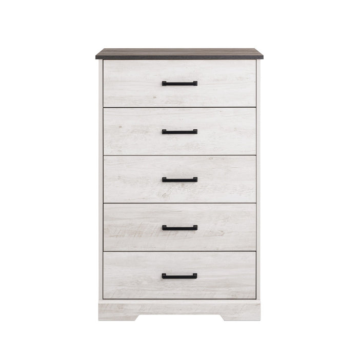 Prepac Rustic Ridge 27.5\" 5-Drawer Chest - Washed White