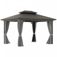 Outsunny 10' X 12' Hardtop Gazebo, Aluminum Frame Garden Sun Shelter With Double Tier Metal Roof, Mo