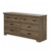 Versa 6-drawer Dresser - Weathered Oak 