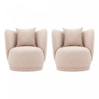 Siri Modern Upholstered Lounge Chair in Wheat - Set of 2 
