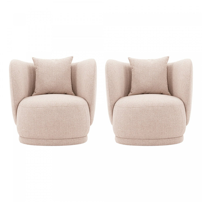 Siri Modern Upholstered Lounge Chair in Wheat - Set of 2 