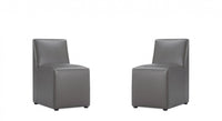 Anna Square Modern Vegan Leather Dining Chair in Graphite - Set of 2 