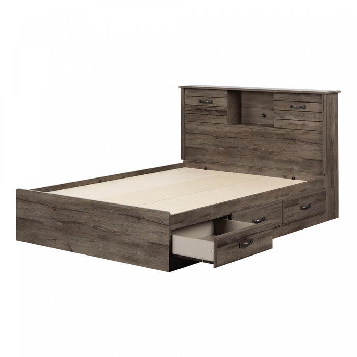 Ulysses Storage Bed And Bookcase Headboard Set Fall Oak - South Shore Full Bed
