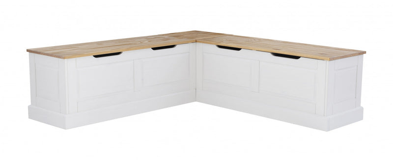 Tobin Backless Corner Nook Dining Bench - Natural and White