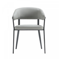 Belle Modern Metal Upholstered Dining Chair in Stone Gray 
