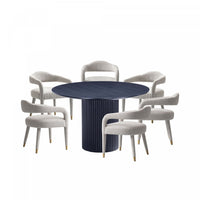 Aspen and Hathaway Modern Industry Chic 7-Piece Dining Set in Gold Dust and Black
