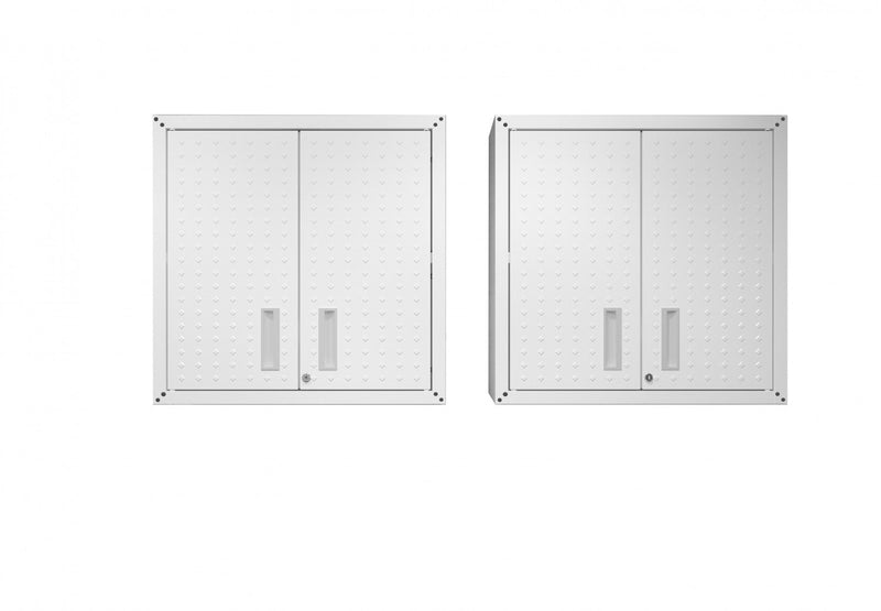 Fortress Modern 30\" Floating Garage Cabinet in White - Set of 2 Garage Storage 