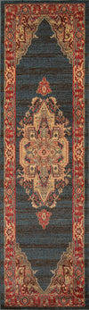 Lux Traditional 2'3\" x 7'6\" Runner Rug in Blue Indoor Area Rug 