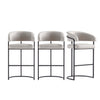 Augusta Modern Metal Upholstered Barstool in Light Gray - Set of 3 