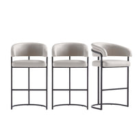 Augusta Modern Metal Upholstered Barstool in Light Gray - Set of 3 