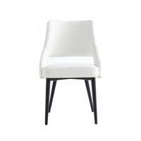 Tremont Modern Metal Vegan Leather Dining Chair in White 