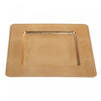 Charger Plate Square Beaded Gold 13 x 13 - Set of 2 Dinnerware