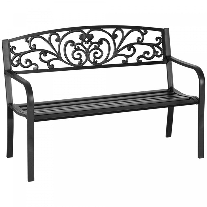Outsunny 50" 2-seater Garden Bench Chair For Yard, Lawn, Porch, Black