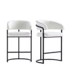 Augusta Modern Metal Upholstered Counter Stool in White - Set of 2 