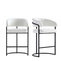 Augusta Modern Metal Upholstered Counter Stool in White - Set of 2 