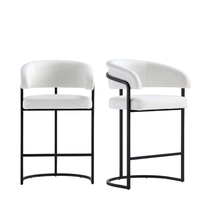 Augusta Modern Metal Upholstered Counter Stool in White - Set of 2 