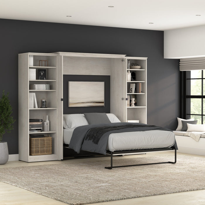Bestar Key West Full Murphy Bed with Closet Organizers (113 W) - Linen White Oak