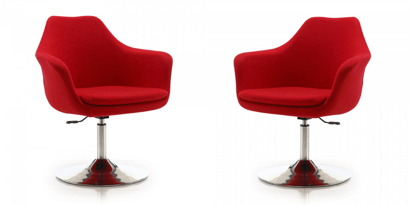 Kinsey Modern Wool Blend Swivel Lounge Chair in Red - Set of 2 Accent Chair 