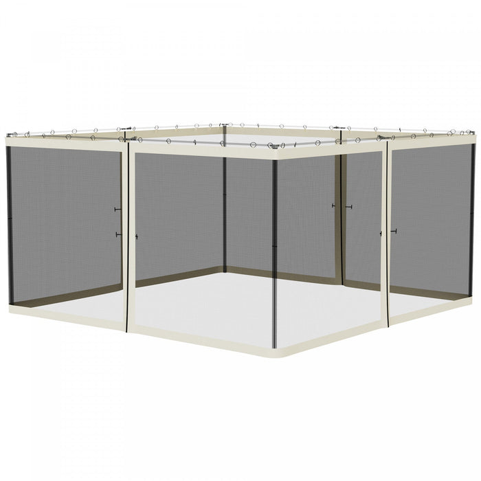 Outsunny Replacement Mosquito Netting For Gazebo 13' X 13' Black Screen Walls For Canopy With Zipper
