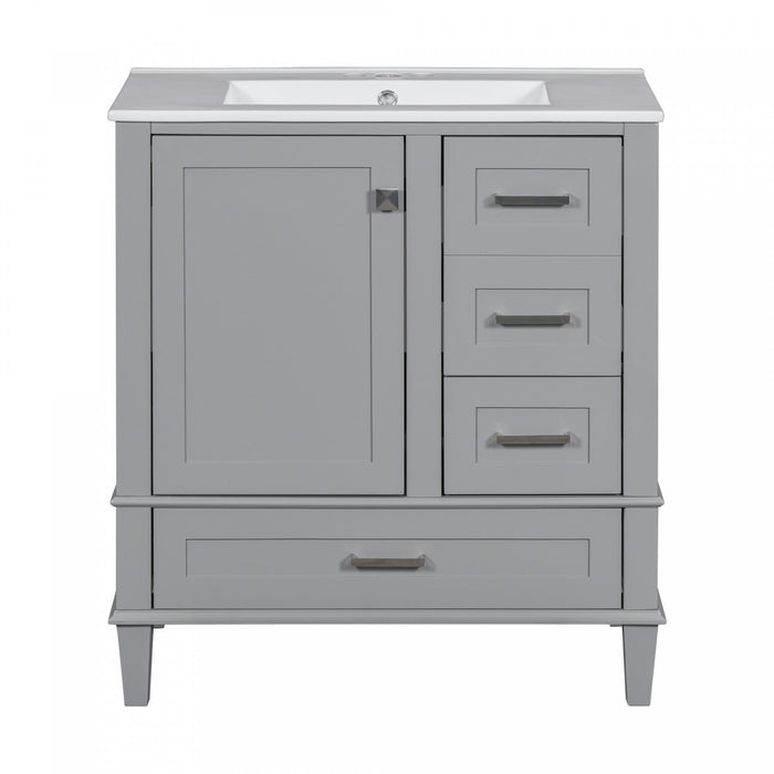 Katherine 30\" Solid Wood Bathroom Vanity With Sink Combo - Grey 
