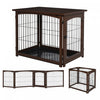 Pawhut Wooden Decorative Dog Cage Pet Crate Fence Side Table Small Animal House With Tabletop, Locka