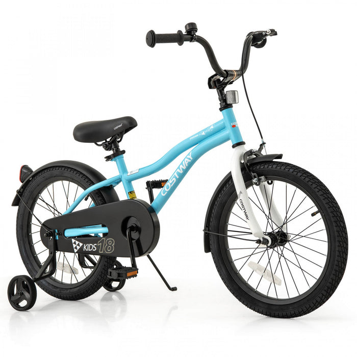 Costway 18" Kids Bike For 4-8 Years Old Boys & Girls With Adjustable Seat Handbrake Reflectors Blue