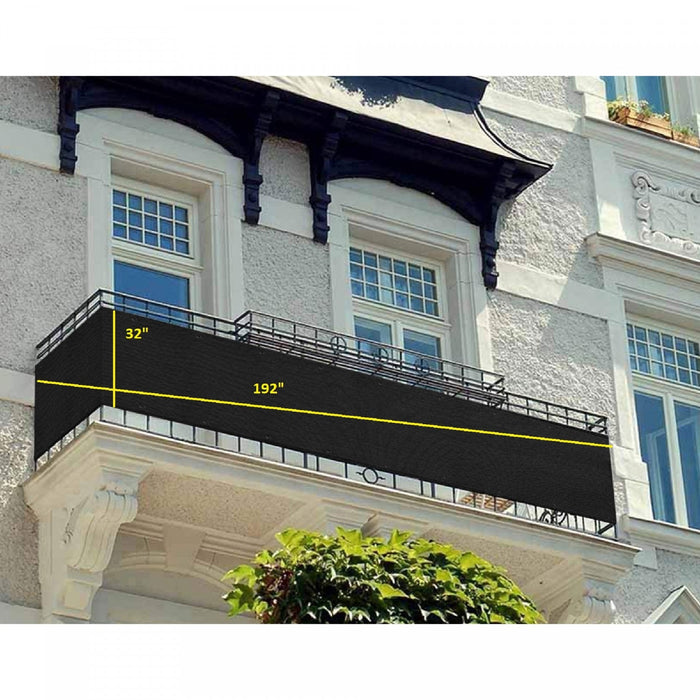 Privacy Balcony Cover Black Drapes and Blinds
