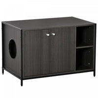 Pawhut Cat Litter Box Enclosure Hidden Cat Furniture Cabinet Indoor Cat Washroom Double-door Nightst