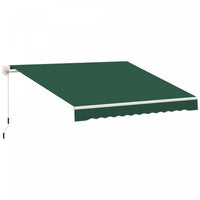 Outsunny 12' X 8' Retractable Awning Patio Awnings Sun Shade Shelter With Manual Crank Handle, Uv & 