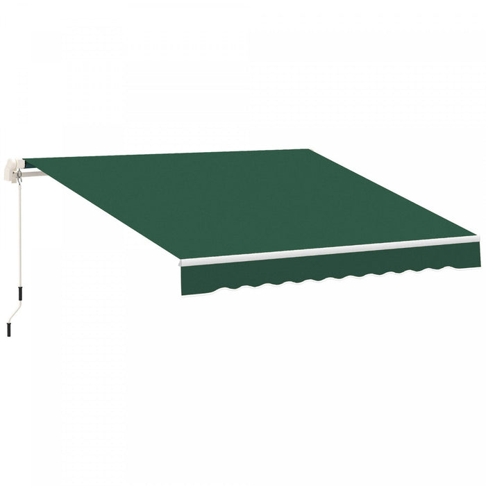 Outsunny 12' X 8' Retractable Awning Patio Awnings Sun Shade Shelter With Manual Crank Handle, Uv & 