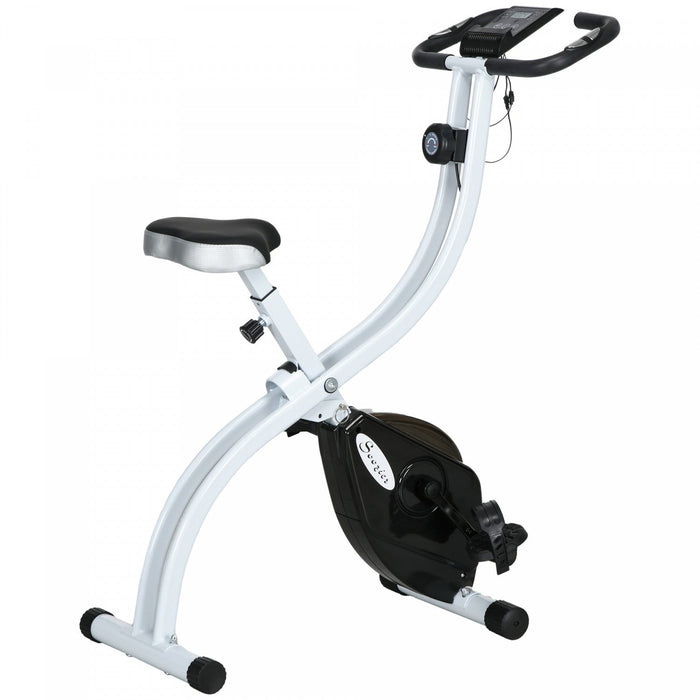 Soozier Foldable Exercise Bike With 8-level Resistance And Wheels, Black