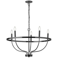 Dainolite Cesar 5 Light Chandelier Matte Black Lamp
