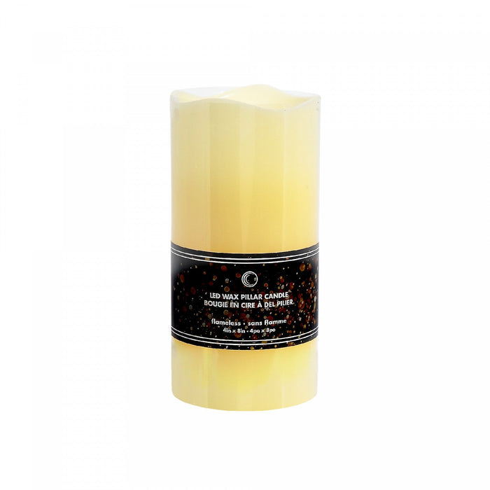 LED Wave Top Unscented Ivory Candle with Timer 4 x 8\" - Set of 2