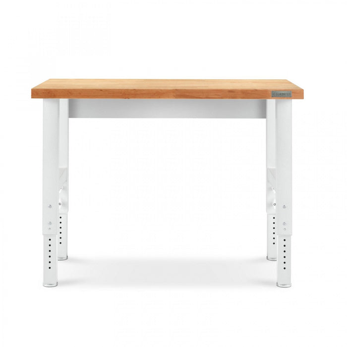 Gladiator 4' Adjustable Height Hardwood Workbench - Hammered White