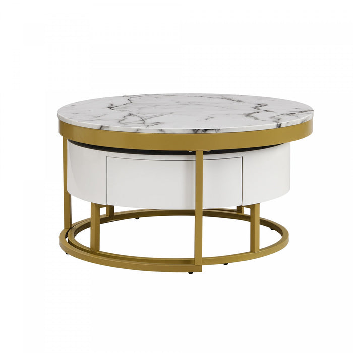 Herman 31.5\" Modern Nesting Coffee Table With Storage Drawers - White 