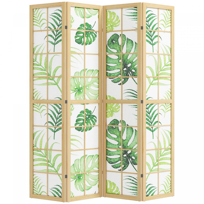 HOMCOM 4 Panel Folding Privacy Screen, Boho Room Divider for Living Room