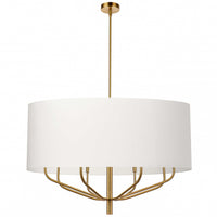 Dainolite Eleanor 8 Light Chandelier Aged Brass White Shade Lamp