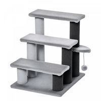 Pawhut Cat Stairs 3 Steps For Bed, Couch With Scratching Posts, Small Cat Tree For Indoor Cats With Toy Ball, 17.5