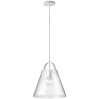 Dainolite Polly 1 Light Pendant Medium Matte White Finish Clear Glass Lamp