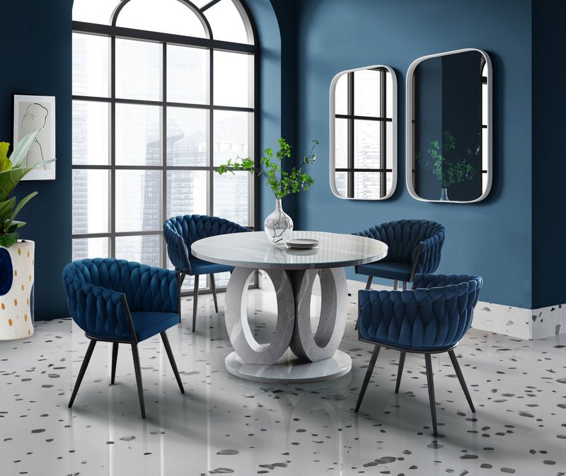 Hildy Accent Dining Arm Chair, Blue Velvet (set of 2) 