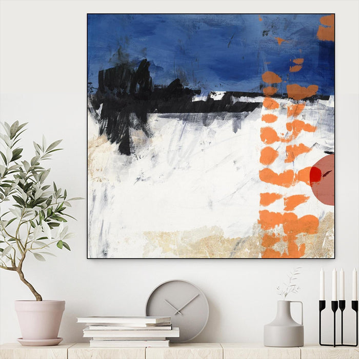 \"Midnight Rise Ii\" Canvas Framed Black 20x20 Wall Art
