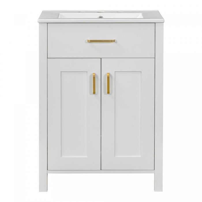 Olivia 24\" Space-saving Storage Bathroom Vanity Combo With Solid Wood Frame - White 