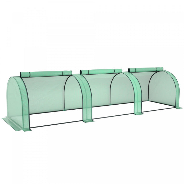 Outsunny Mini Tunnel Greenhouse With Pe Cover Garden Green Grow Shed, Green