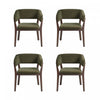 Blake Modern Faux Mohair Wood Armchair in Green - Set of 4 Dining Chair 