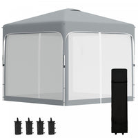 Outsunny 10' X 10' Pop Up Gazebo, Foldable Canopy Tent With Carrying Bag With Wheels, 4 Leg Weight B