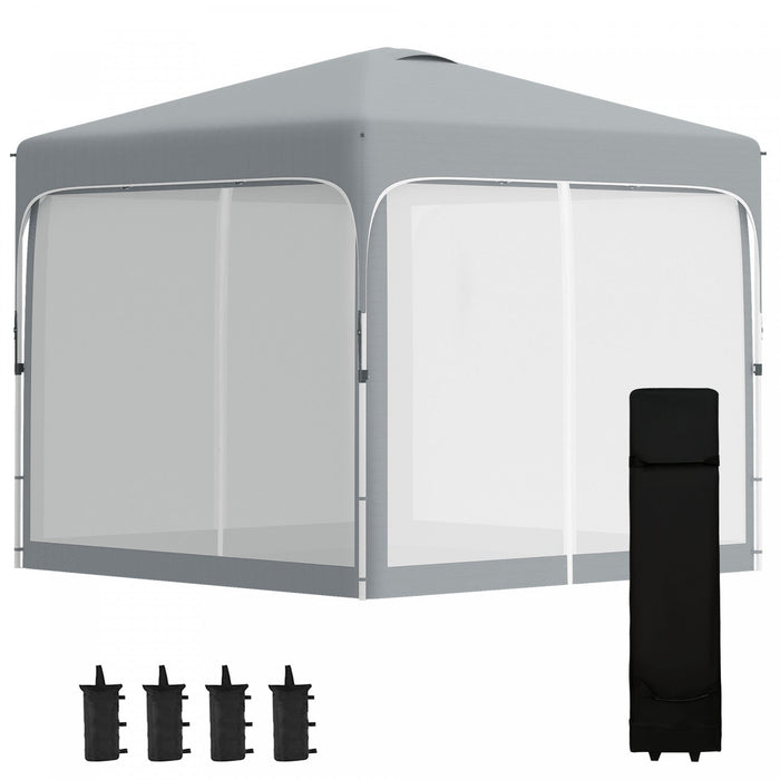 Outsunny 10' X 10' Pop Up Gazebo, Foldable Canopy Tent With Carrying Bag With Wheels, 4 Leg Weight B