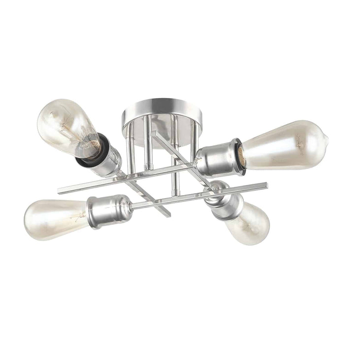 Dainolite Nebraska 4 Light Flush Mount Burnished Chrome Finish Lamp